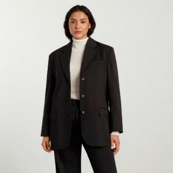 Everlane Italian Wool Blazer Oversized Fit Structured Notch Collar Size 2 NWOT - Picture 5 of 17